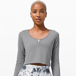 Cropped Henley Long Sleeve Shirt